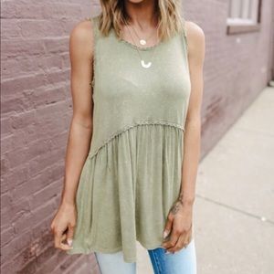 Olive Vintage Wash Babydoll Tank